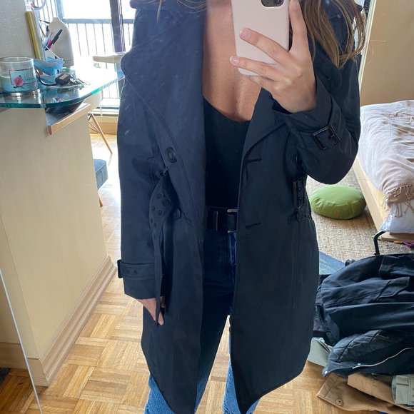 Nobis Navy Women's Small Midi Trench Coat / Jacket - Picture 4 of 10